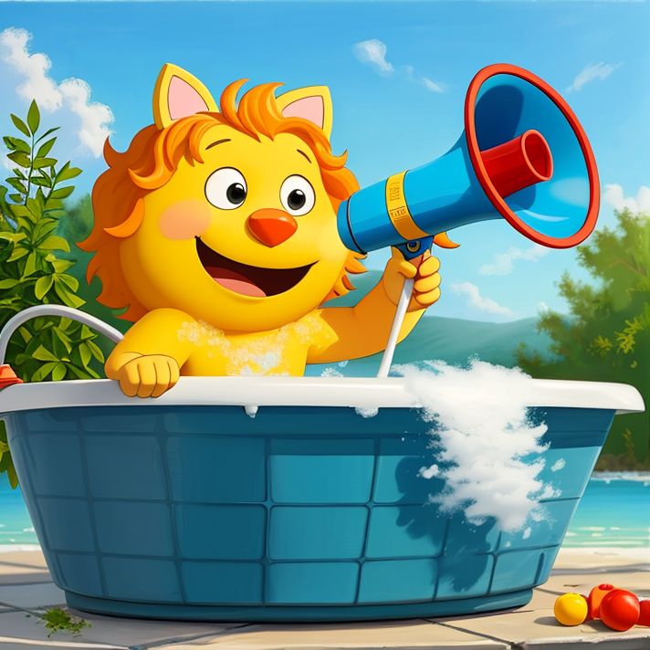 00157-20240213133503-7777-A very silly cartoon having a bath with a megaphone  _lora_SD15-Megaphone-LoRA_0.8_, Eric Wallis.jpg